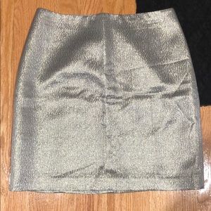 Ann Taylor Silver Midi Skirt